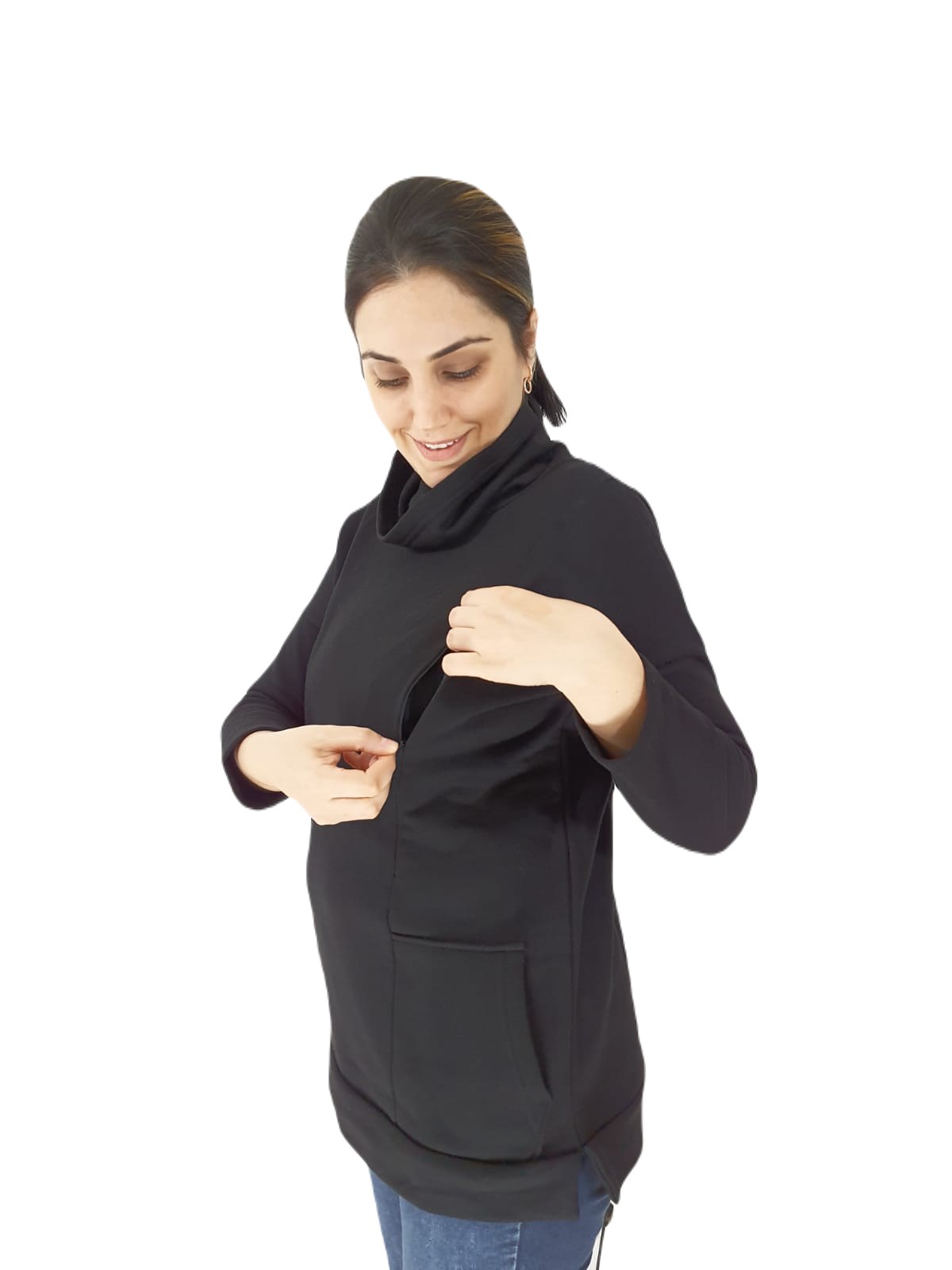 Siyah Emzirme Sweatshirt/Gizli Emzirme Sweatshirt