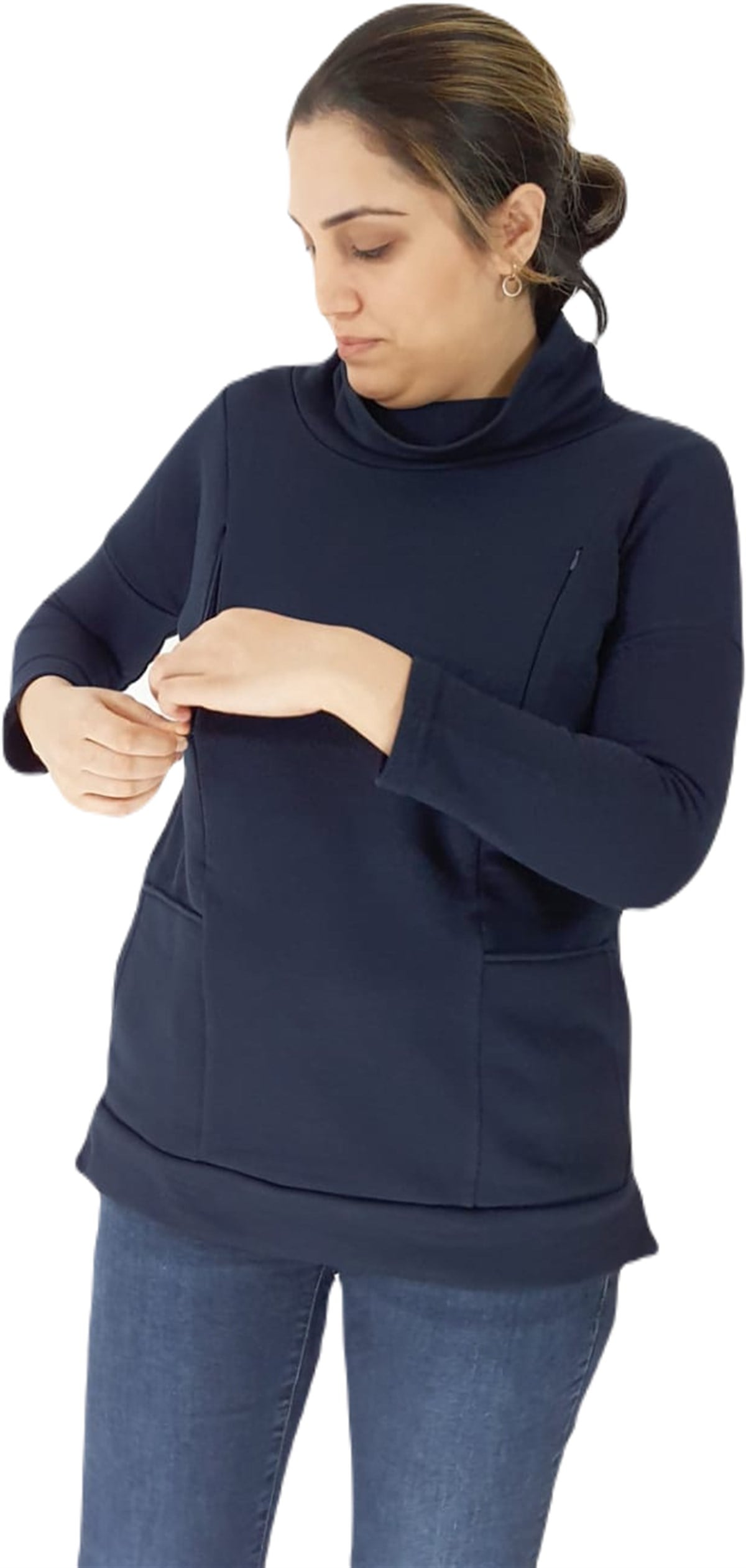 Lacivert Emzirme Sweatshirt/Gizli Emzirme Sweatshirt