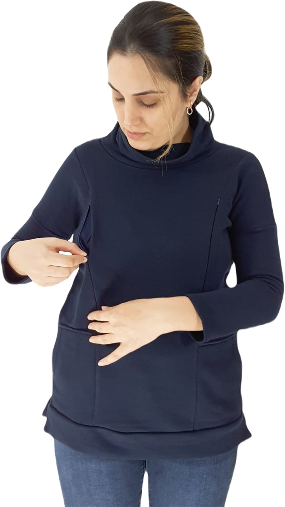 Lacivert Emzirme Sweatshirt/Gizli Emzirme Sweatshirt