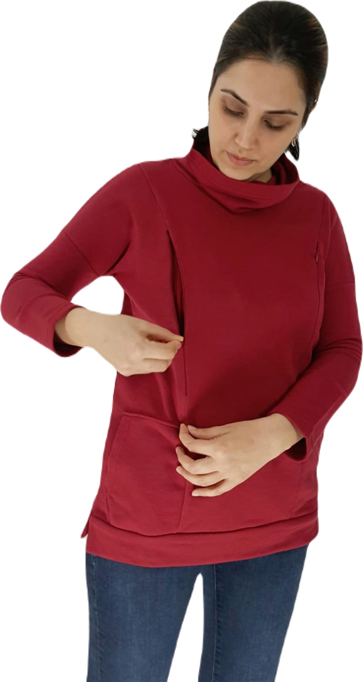 Bordo Emzirme Sweatshirt/Gizli Emzirme Sweatshirt