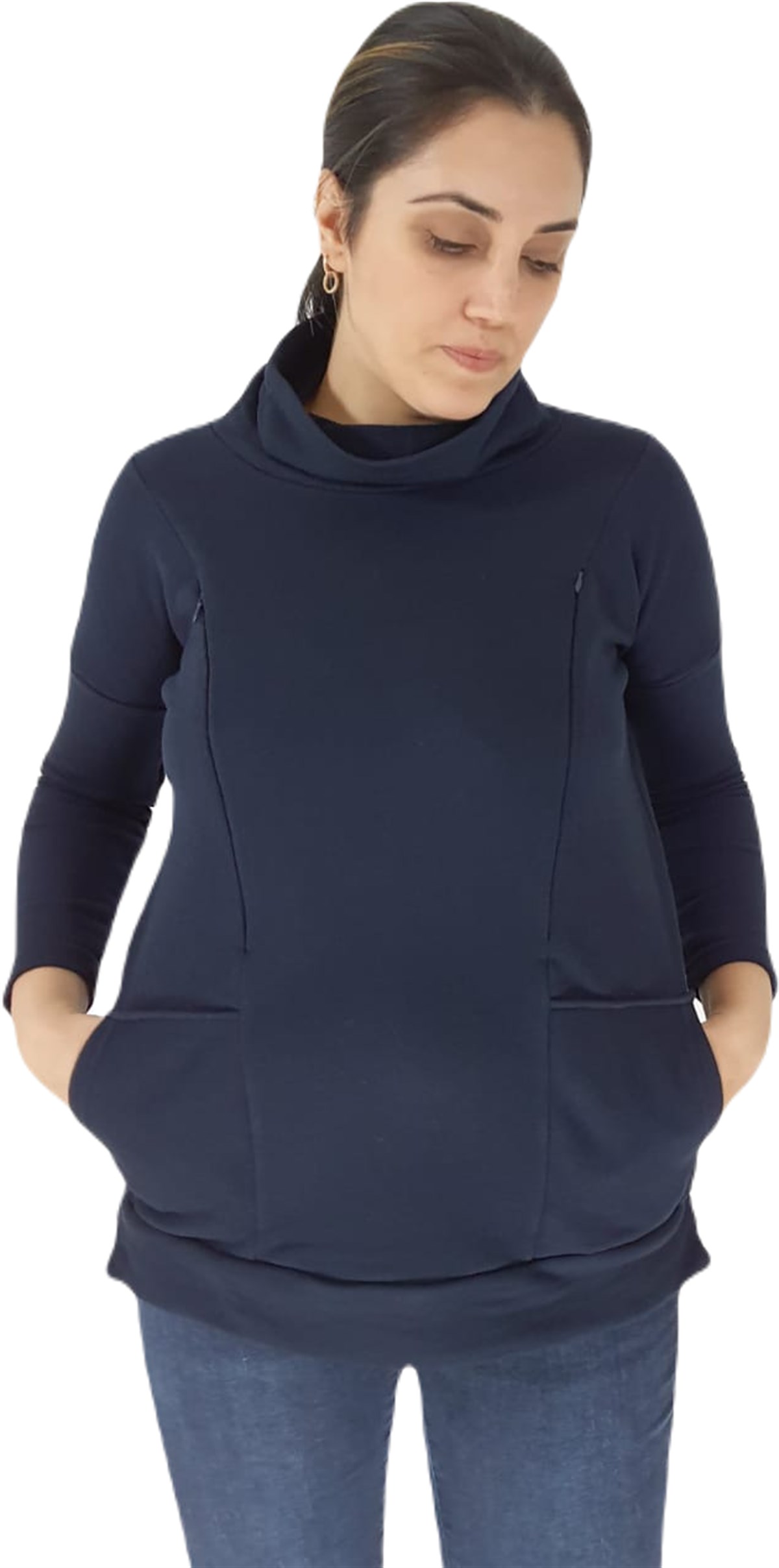 Lacivert Emzirme Sweatshirt/Gizli Emzirme Sweatshirt