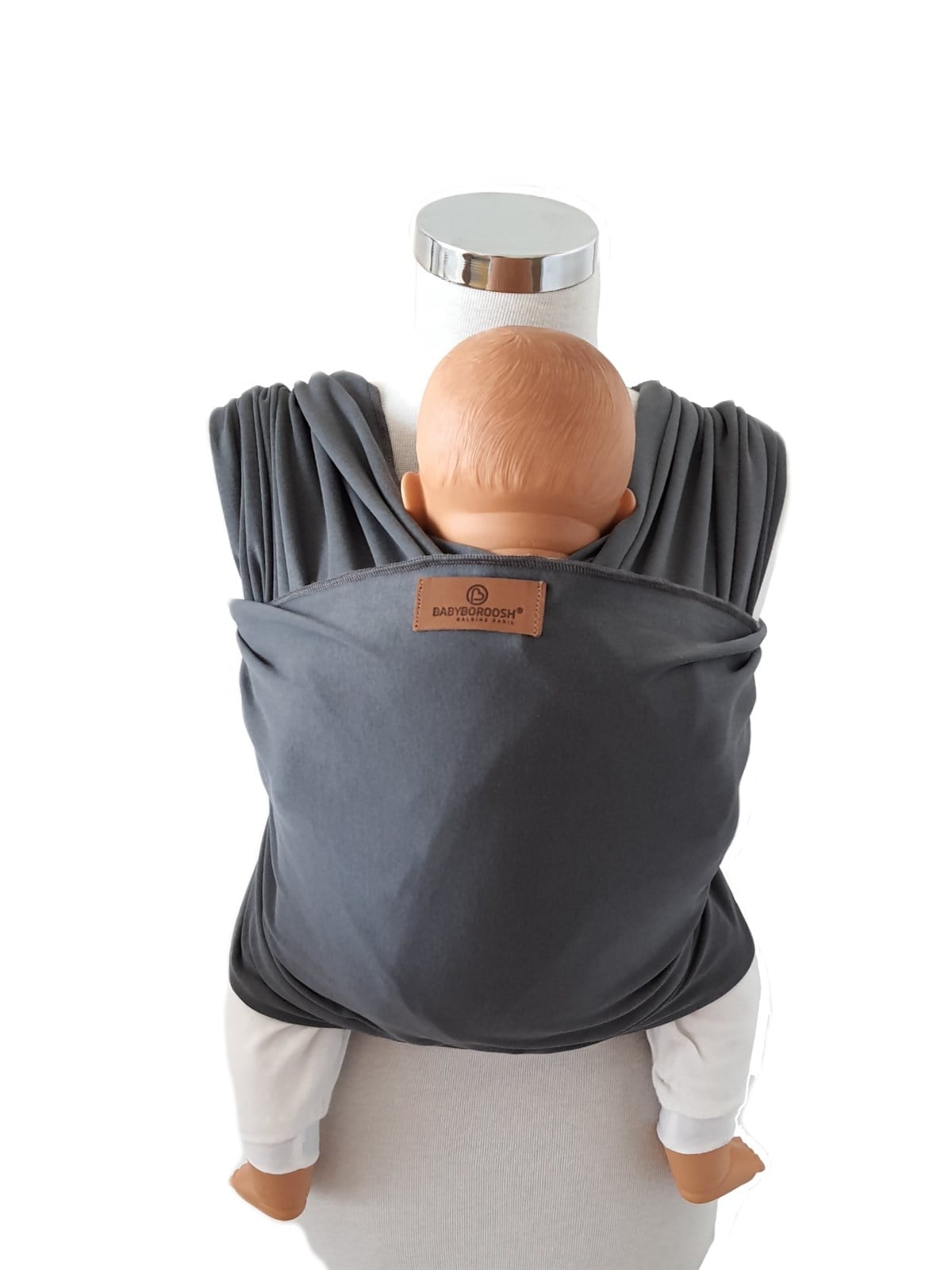 Esnek Sling Antrasit- Bebek Taşıma Şalı- %100 Pamuklu Yumuşak Doku -Kese ve Bere Hediyeli