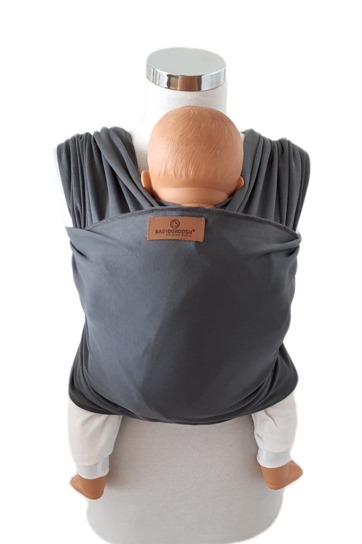 Esnek Sling Antrasit- Bebek Taşıma Şalı- %100 Pamuklu Yumuşak Doku -Kese ve Bere Hediyeli