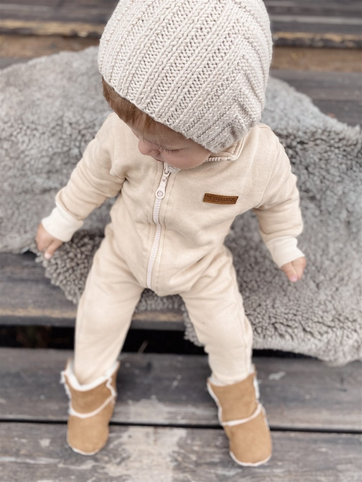 Bej Kalın Bebek Tulumu