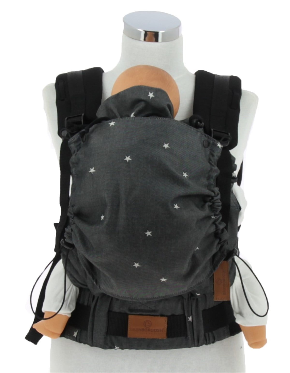 Stars Black New Age Büyüyen Yenidoğan Ergonomik Bebek Kangurusu - Oeko Tex
