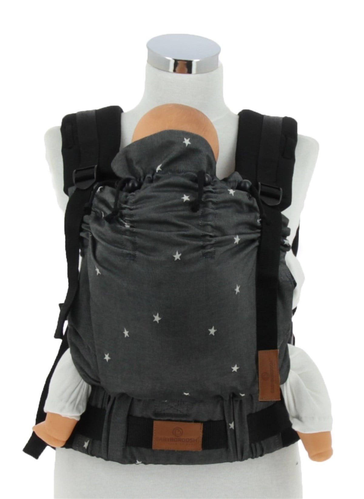 Stars Black New Age Büyüyen Yenidoğan Ergonomik Bebek Kangurusu - Oeko Tex