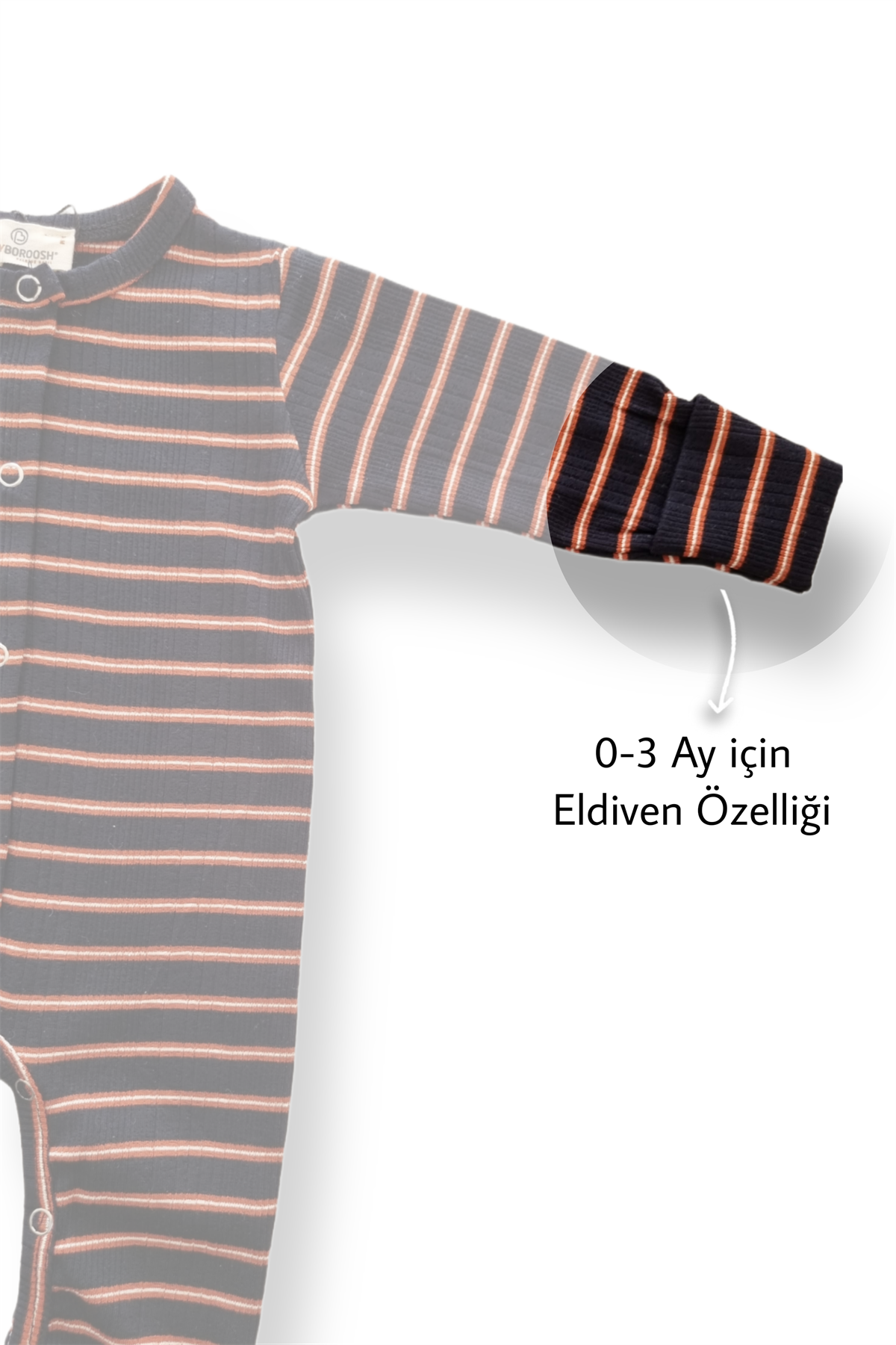 Siyah Çizgili Patiksiz Esnek Bebek Tulumu