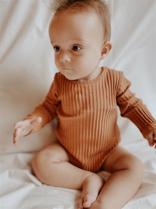 Bakır Bebekle Büyüyen Esnek Uzun Kollu Bebek Zıbın - Çıtçıtlı Body