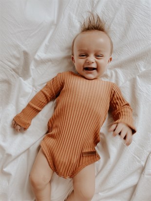 Bakır Bebekle Büyüyen Esnek Uzun Kollu Bebek Zıbın - Çıtçıtlı Body