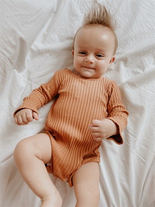 Bakır Bebekle Büyüyen Esnek Uzun Kollu Bebek Zıbın - Çıtçıtlı Body