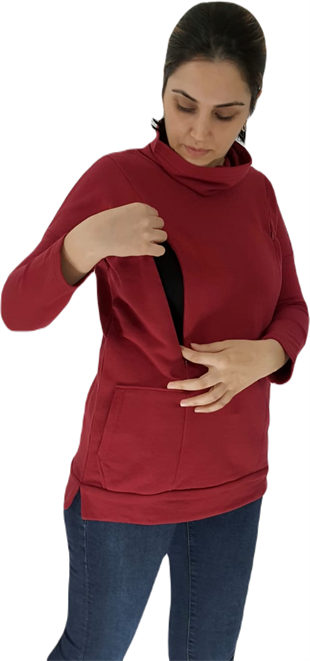 Bordo Emzirme Sweatshirt/Gizli Emzirme Sweatshirt