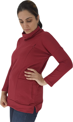 Bordo Emzirme Sweatshirt/Gizli Emzirme Sweatshirt