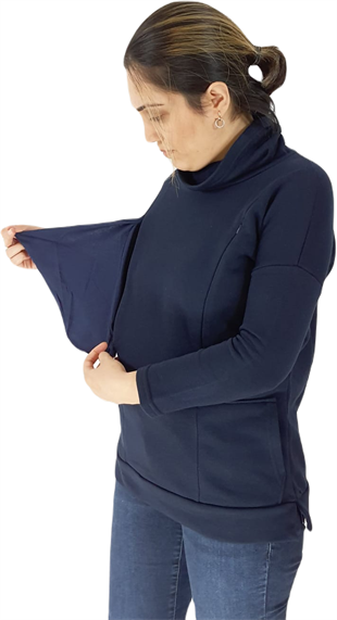 Lacivert Emzirme Sweatshirt/Gizli Emzirme Sweatshirt