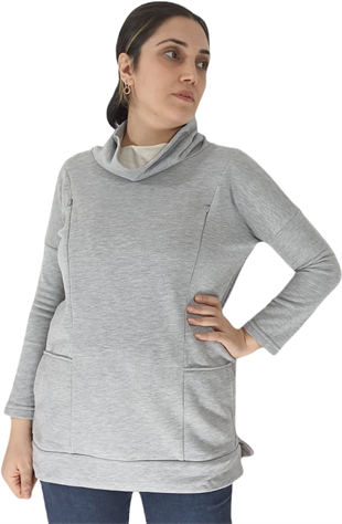 Gri Emzirme Sweatshirt/Gizli Emzirme Sweatshirt