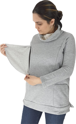 Gri Emzirme Sweatshirt/Gizli Emzirme Sweatshirt
