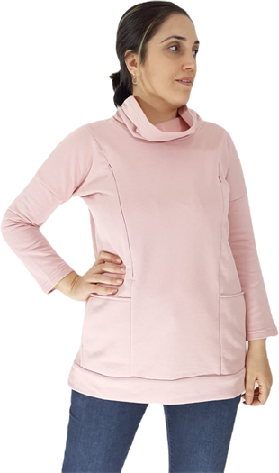 Pudra Pembe Emzirme Sweatshirt/Gizli Emzirme Sweatshirt