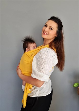 Esnek Sling  Kavuniçi- Bebek Taşıma Şalı- %100 Pamuklu Yumuşak Doku -Kese ve Bere Hediyeli