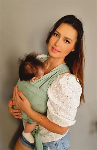 Esnek Sling  Mint Yeşili- Bebek Taşıma Şalı- %100 Pamuklu Yumuşak Doku -Kese ve Bere Hediyeli