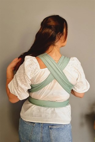 Esnek Sling  Mint Yeşili- Bebek Taşıma Şalı- %100 Pamuklu Yumuşak Doku -Kese ve Bere Hediyeli