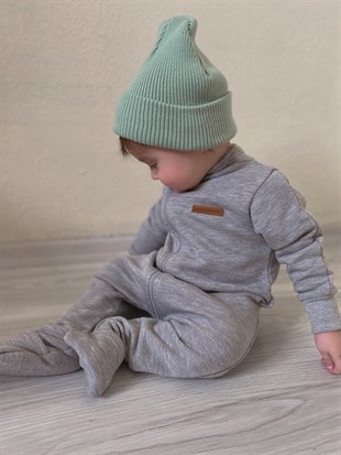 Gri Kalın Bebek Tulumu