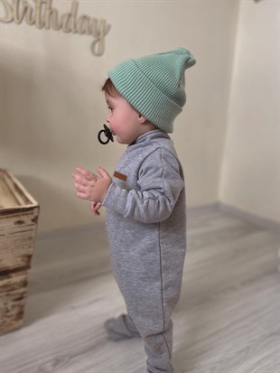 Gri Kalın Bebek Tulumu