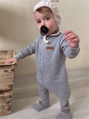 Gri Kalın Bebek Tulumu
