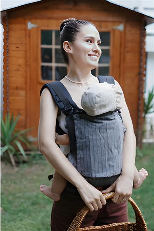 Lines Grey New Age Büyüyen Yenidoğan Ergonomik Bebek Kangurusu - Oeko Tex