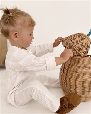 Ekru Patiksiz Esnek Bebek Tulumu