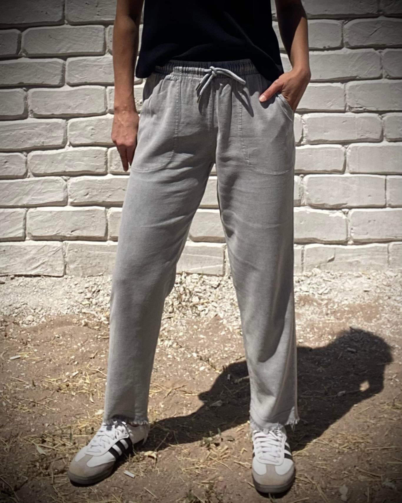 Açık Gri Paça Püskül Detaylı Tensel Jogger Jean