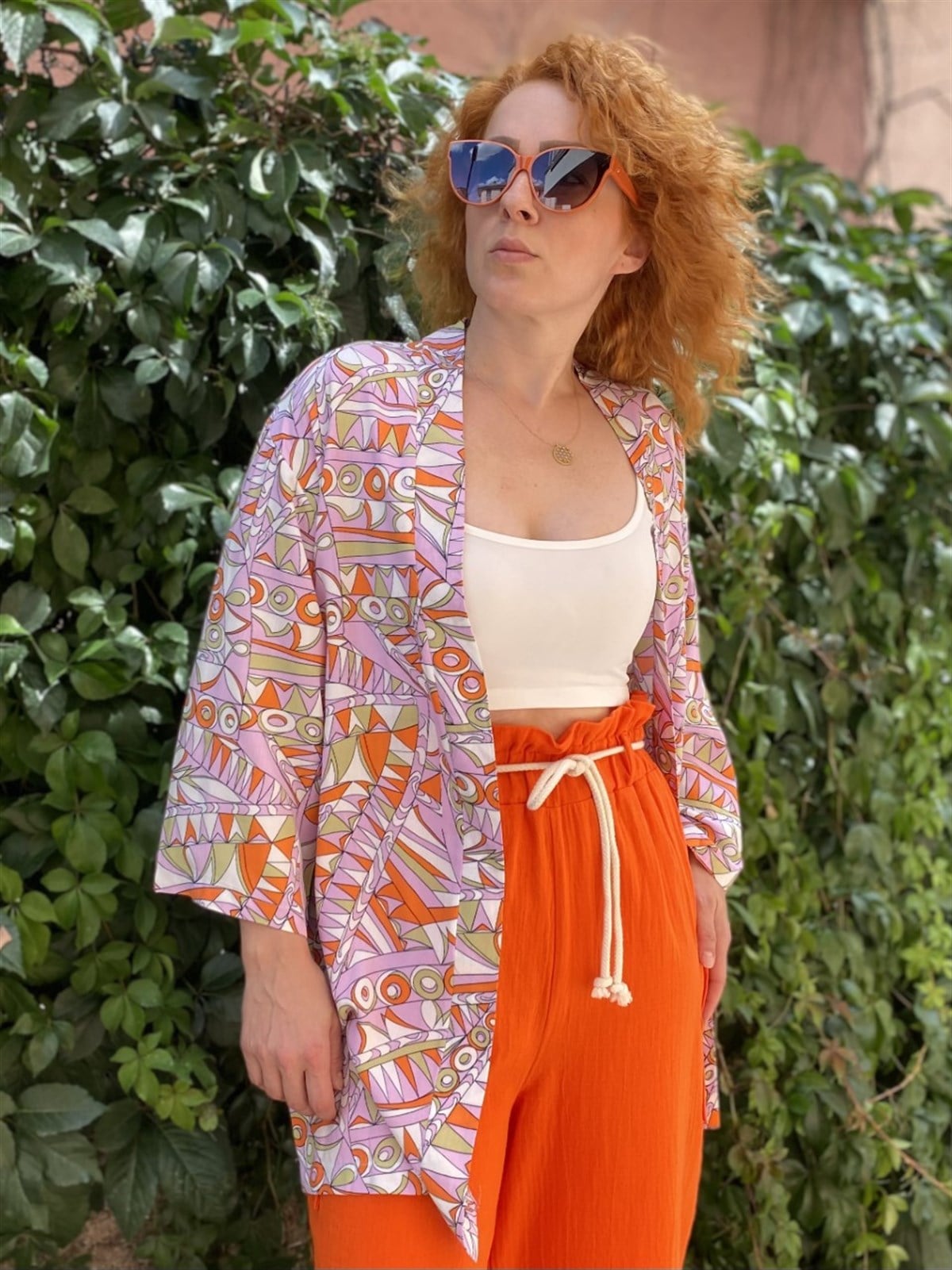 LİLA-ETNİK DESEN KİMONO