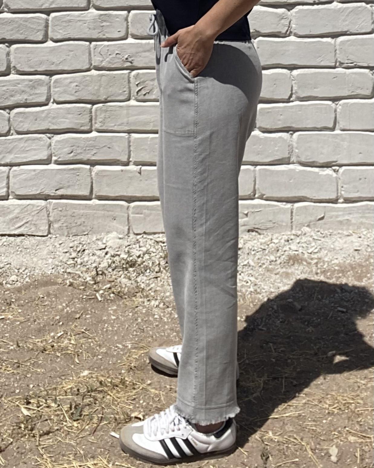 Açık Gri Paça Püskül Detaylı Tensel Jogger Jean