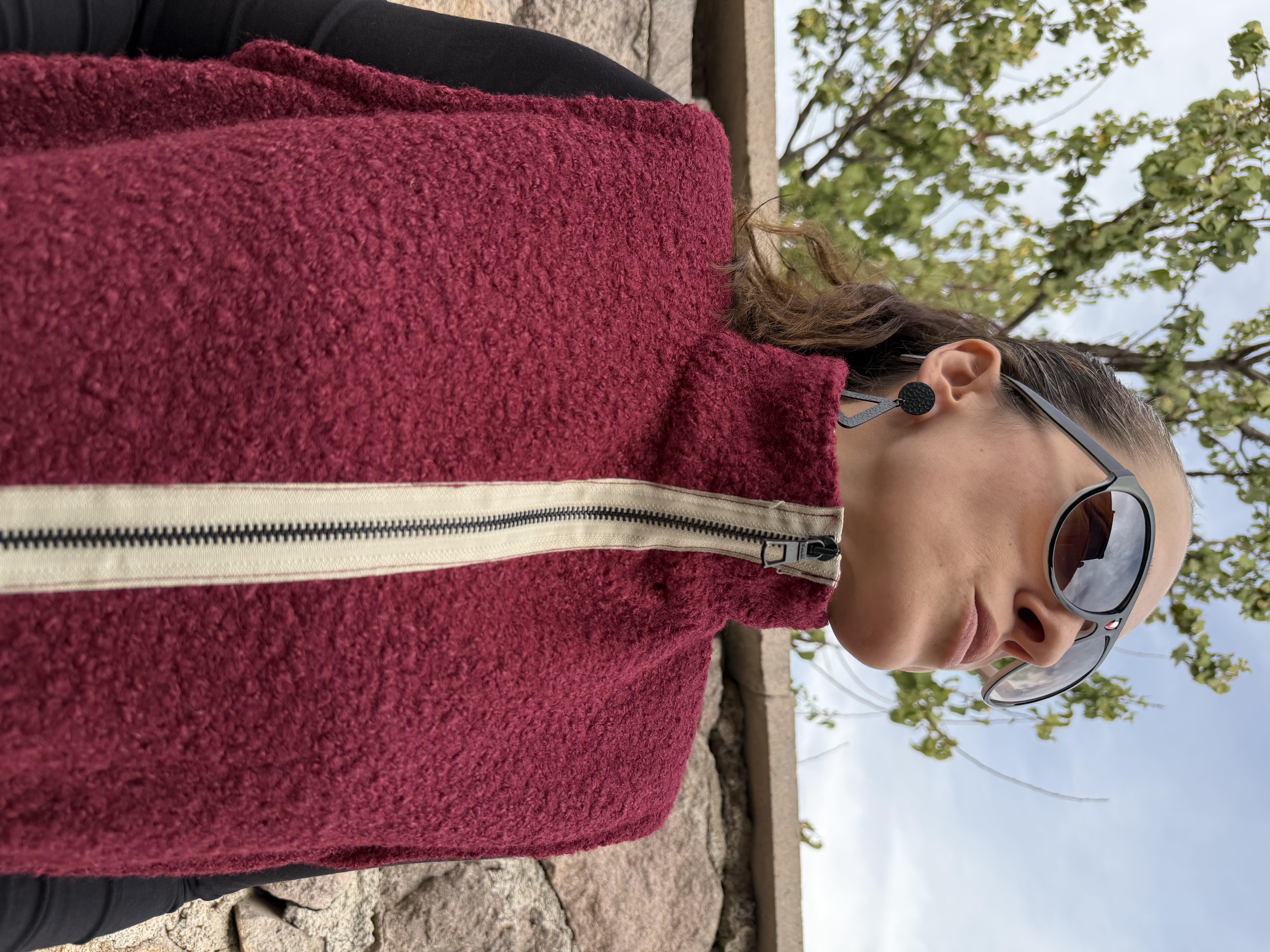 Bordo Kuzu Dokulu Peluş Yelek