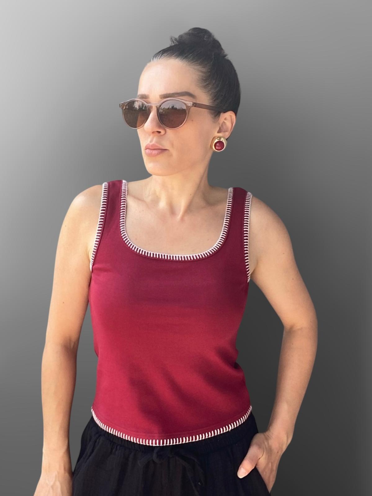 Bordo Süs Dikiş Detaylı Atlet