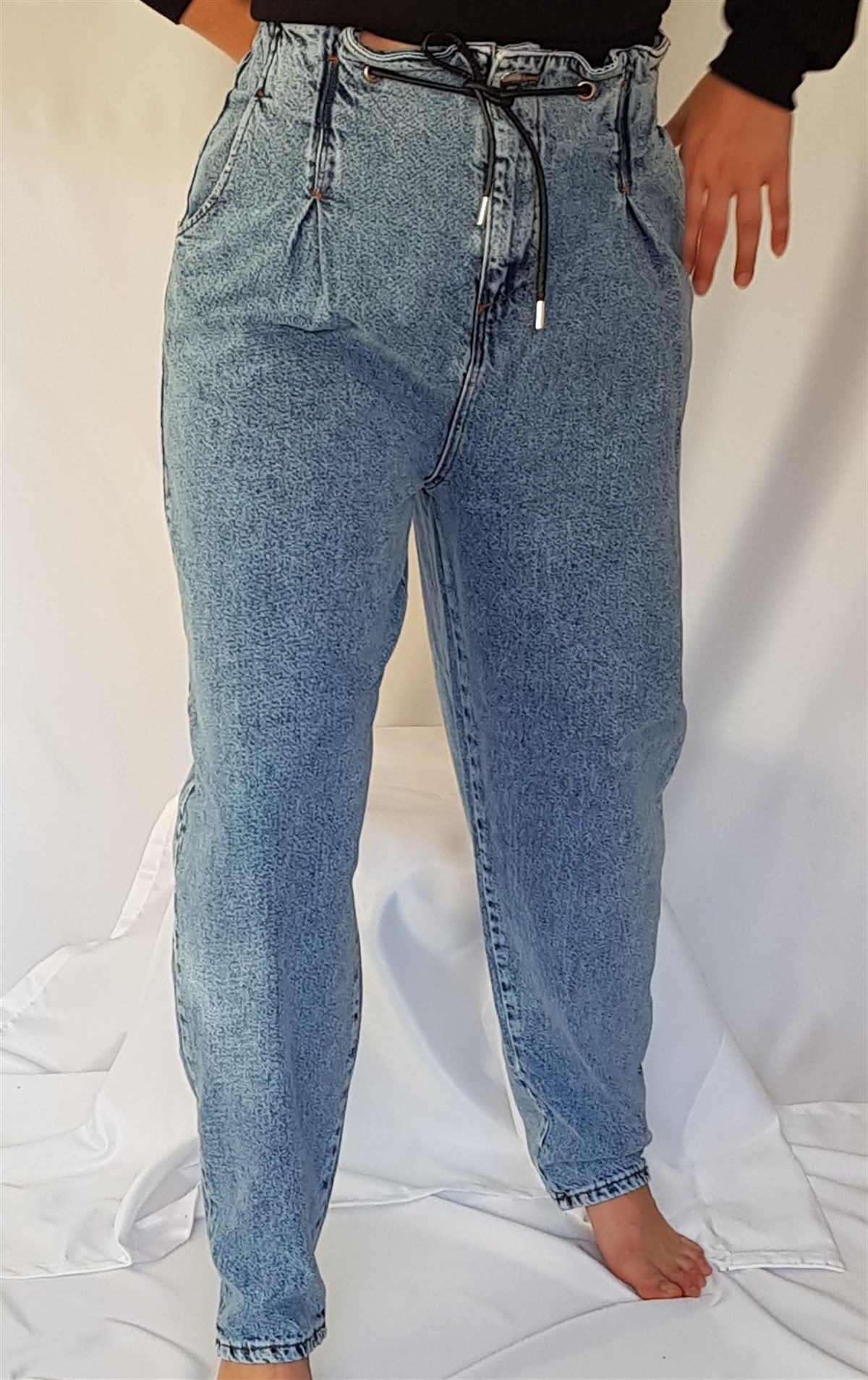 Kuş Gözlü Yüksek Bel Jean