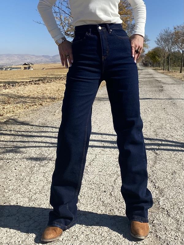 LACİVERT YÜKSEK BEL İSPANYOL PAÇA JEAN
