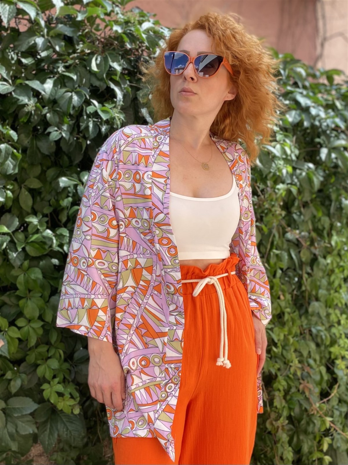 LİLA-ETNİK DESEN KİMONO