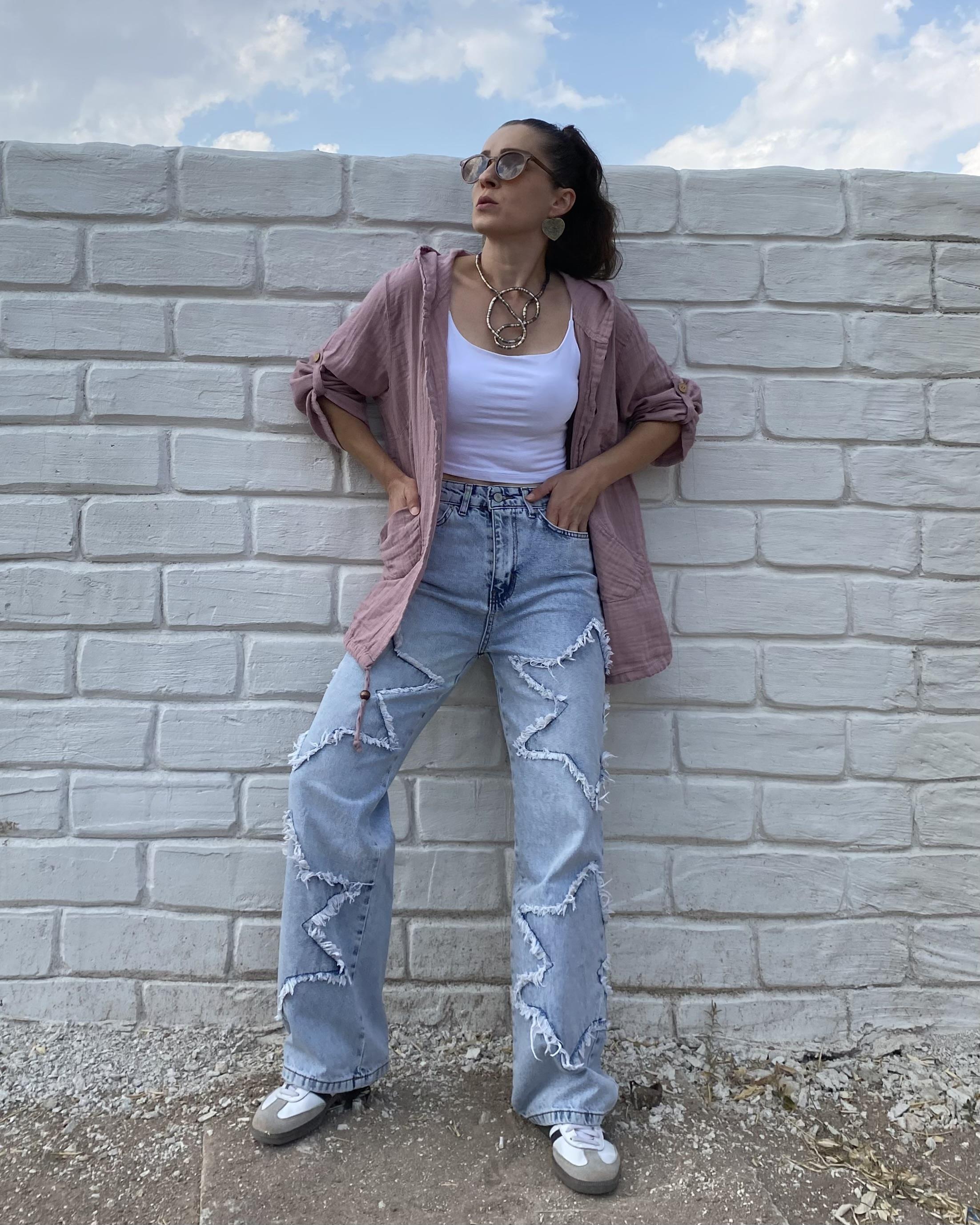 Pudra Rengi Kapüşonlu Oversize Müslin Kumaş Gömlek