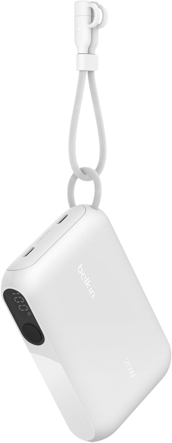 Belkin BoostCharge Dijital Ekranlı 20000 mAh 20W Hızlı Şarj Powerbank, Beyaz