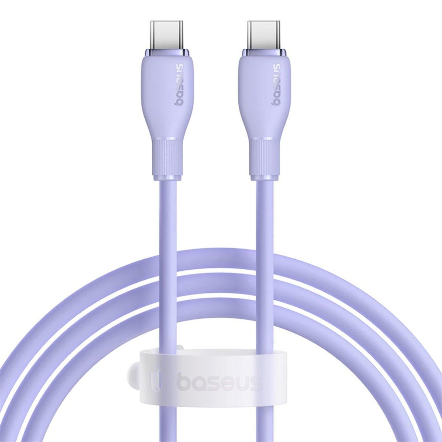 Baseus Pudding Hızlı Şarj Özellikli Type-C to Type-C 100W Kablo 1.2 M Mor