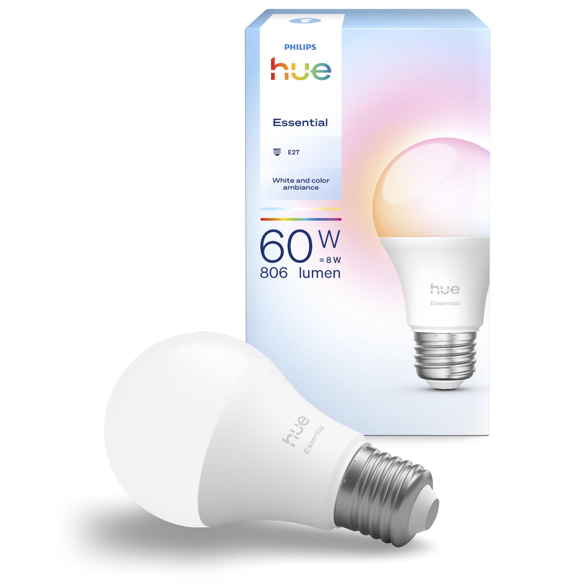 Philips Hue Essential 8W E27 806 Lumen Renkli Akıllı Ampul A60