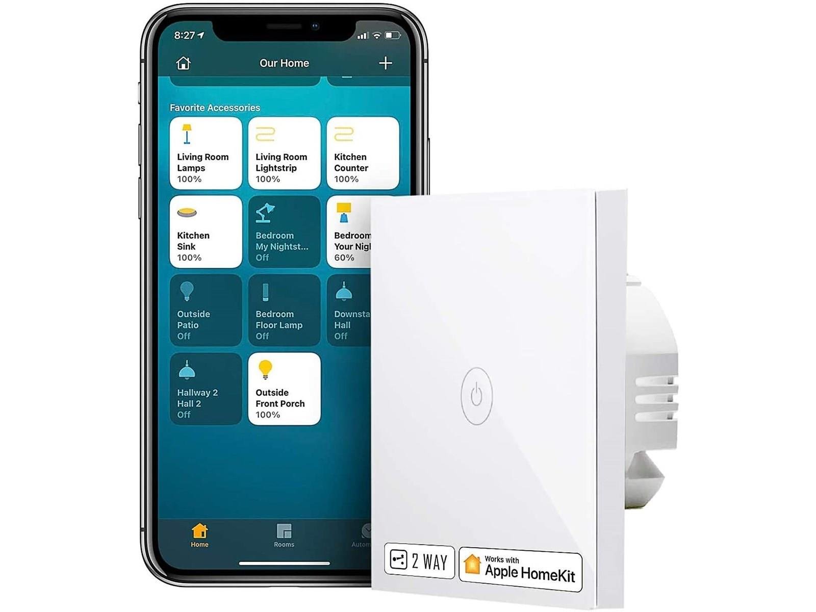 Meross Akıllı Çift Yön Dokunmatik Anahtar MSS550 (Apple Home Destekli)