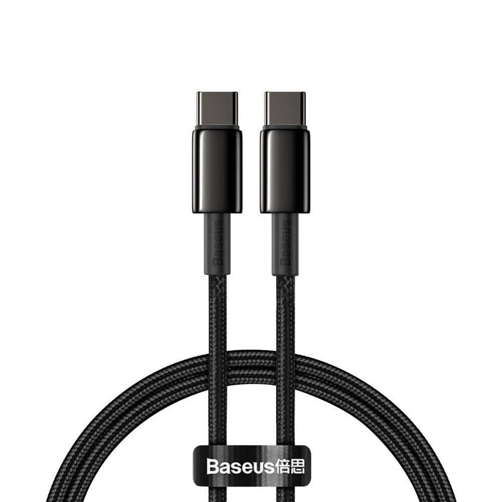 Baseus Tungsten Gold Hızlı Şarj Data Kablosu Type-C to Type-C 100W 1m Siyah