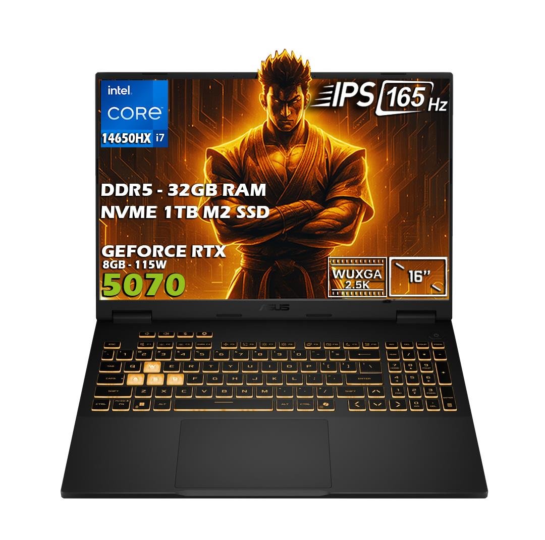 ASUS TUF F16 FX608JPR-QT002-Gaming Intel Core i7 14650HX 32GB 1TB SSD NVIDIA GeForce RTX 5070 8GB 16