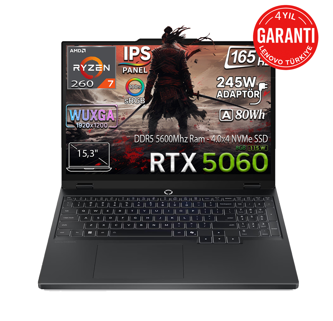 Lenovo Legion 5 15AHP10 Amd Ryzen 7 260 24GB 1tb SSD Geforce Rtx 5060 8gb (115W) 15.3
