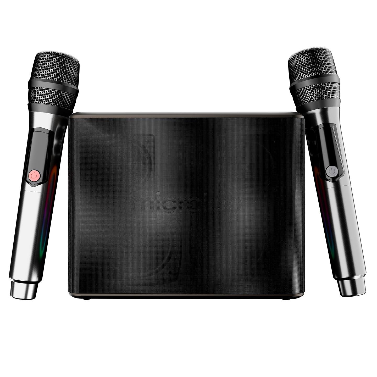 MICROLAB M60 Vega 15000mAh Batarya 10W*2 + 40W*2 100W 2 Wireless Mikrofonlu Siyah Gri Usb + Tf Kart