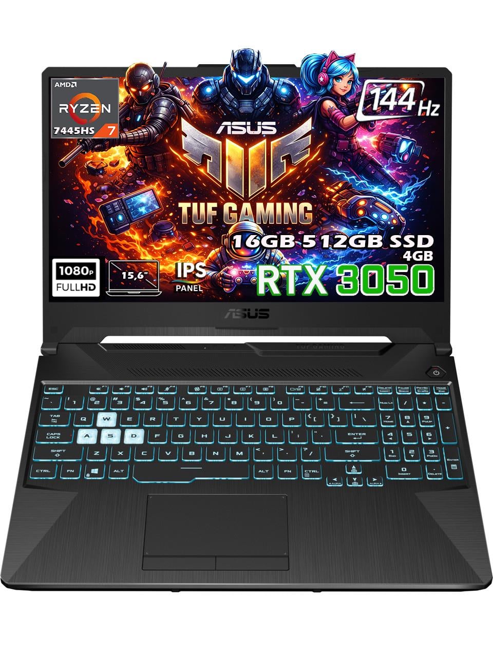 ASUS TUF Gaming A15 FA506NCG-HN206-Gaming AMD Ryzen 7 7445HS 16GB 512GB SSD RTX 3050 15.6
