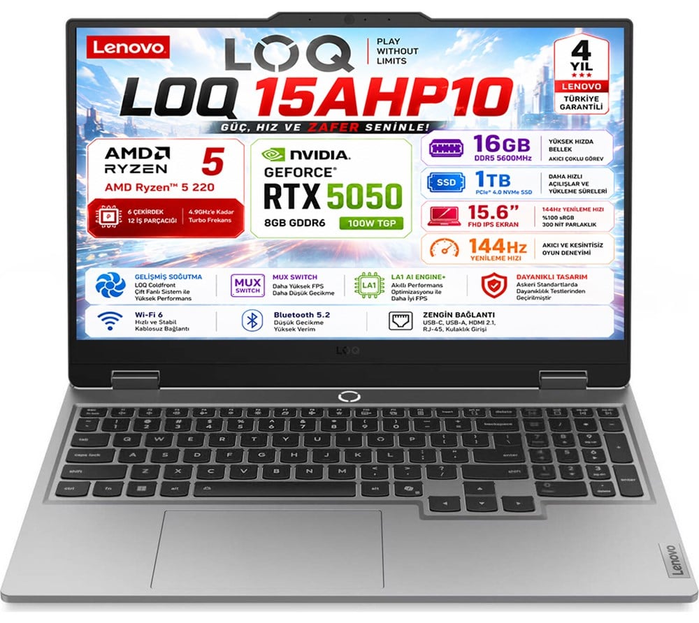 Lenovo LOQ 15AHP10 AMD Ryzen 5 220 16GB 1TB SSD RTX 5050 8GB (100W) 15.6