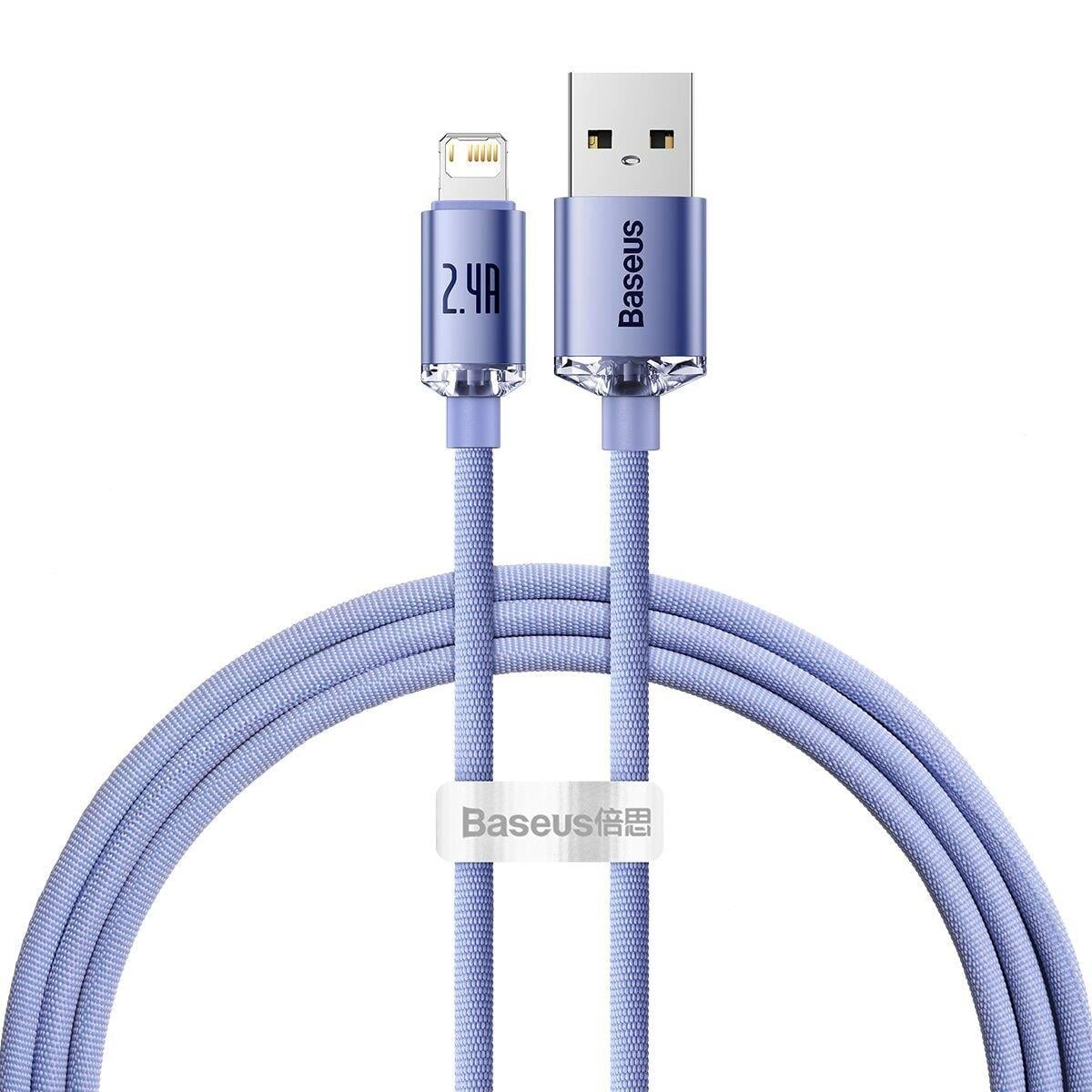 Baseus Crystal Shine 2.4A 1.2 M Lightning Şarj Kablosu Mor