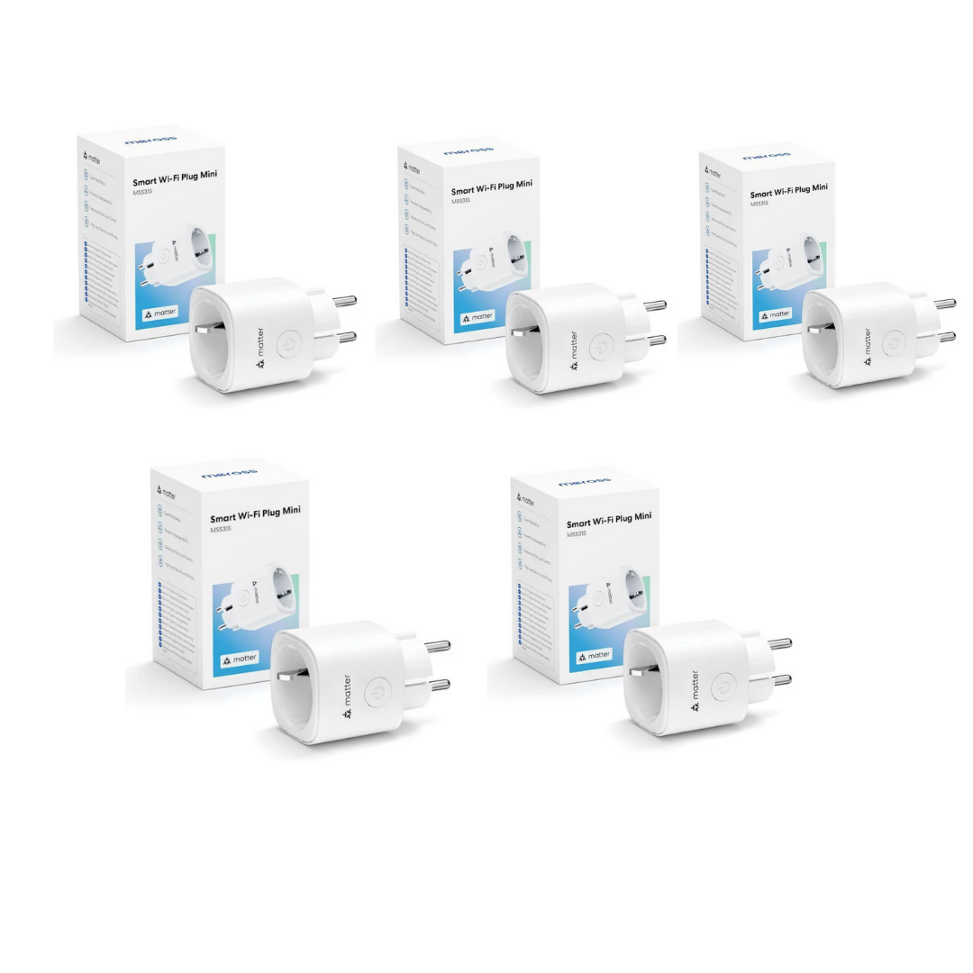 Meross Matter Akıllı Wi-Fi Mini Priz 5'li Paket (Apple HomeKit, Alexa ve Google Home Destekli)