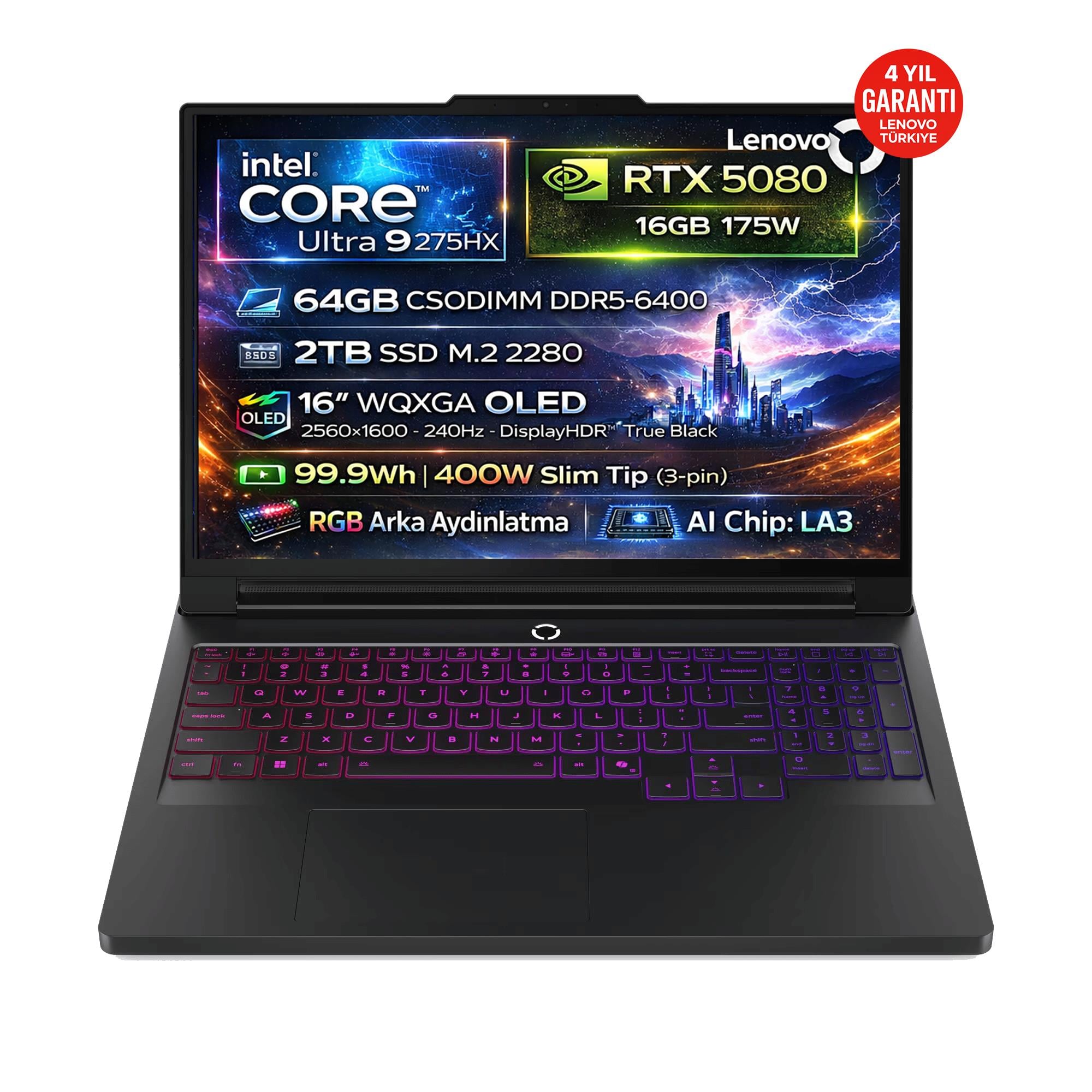 Lenovo Legion Pro 7 16IAX10H Intel Core Ultra 9 275HX 64GB 2TB SSD GeForce RTX 5080 16GB (175W) 16